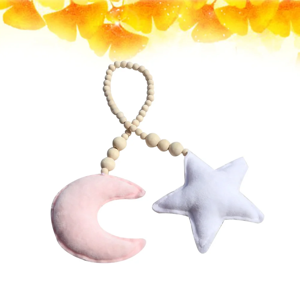 

Moon Star Wooden Beads String Hanging DIY Ornament White Kids Bed Play Tent Crib Decor Nursery Room Hanging