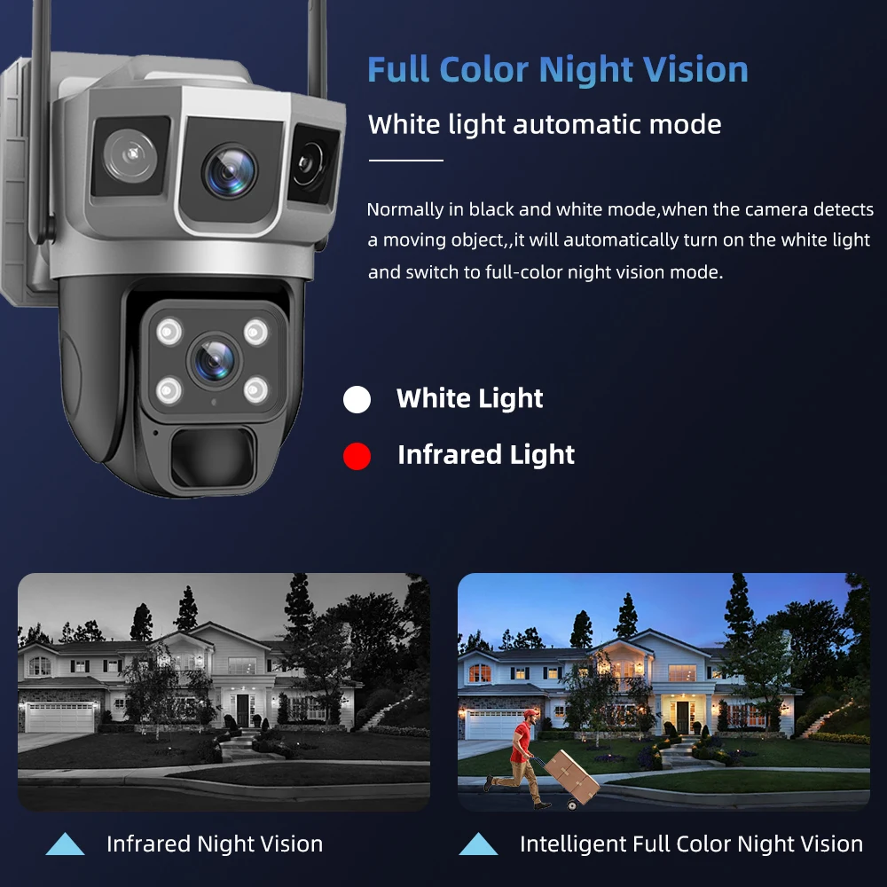 V380 Pro 6K 12MP 2 Objektiv 4G Solar CCTV Kamera Outdoor PTZ Auto Tracking WIFI Drahtlose Sicherheit hause Überwachung