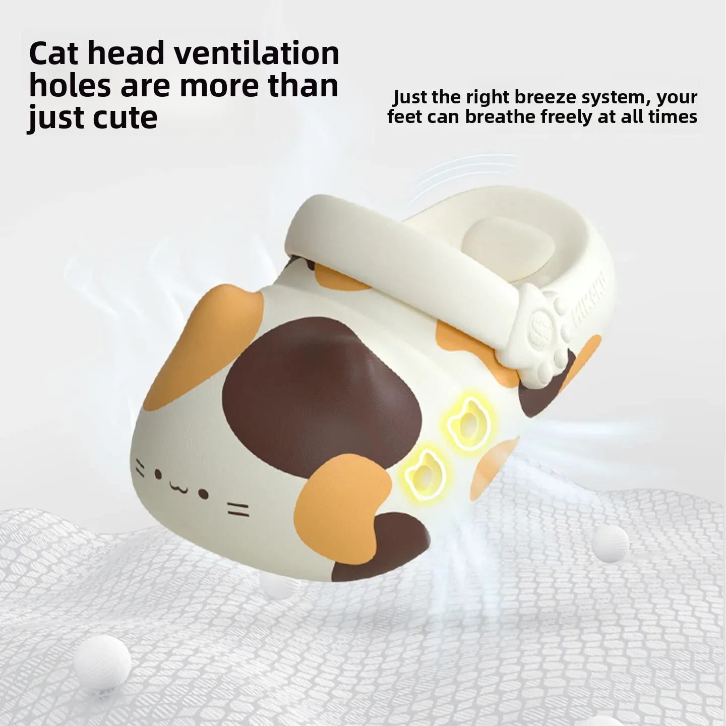 Three flower cat claw hole shoes for women at home, couple wearing outside, arch support, thick sole, anti slip hole slippers