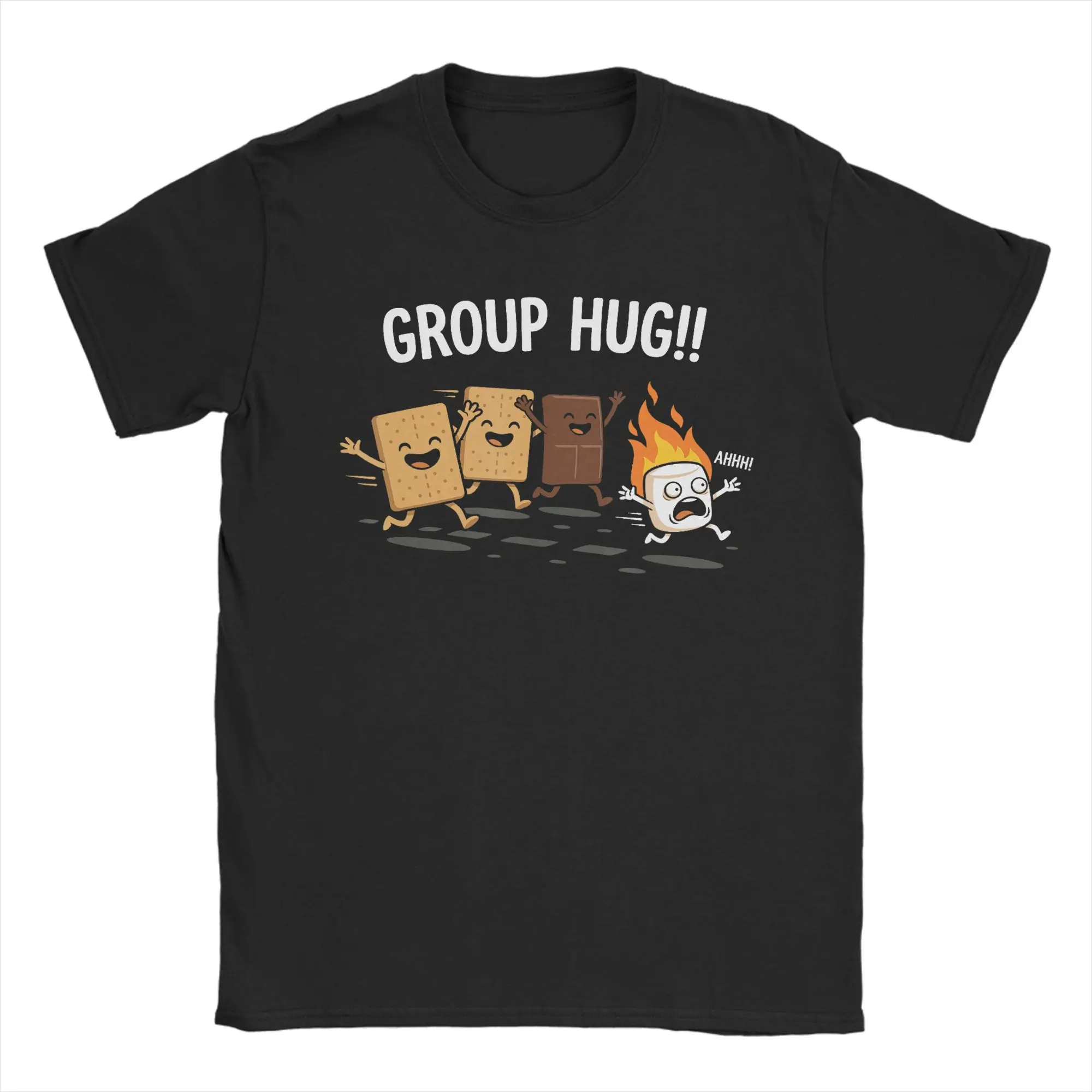 Streetwear T-Shirt Group Hug Smores Funny Camping 100% Cotton T-Shirts  Fashion Tee Shirt for Men Summer Short Sleeve Top Tees