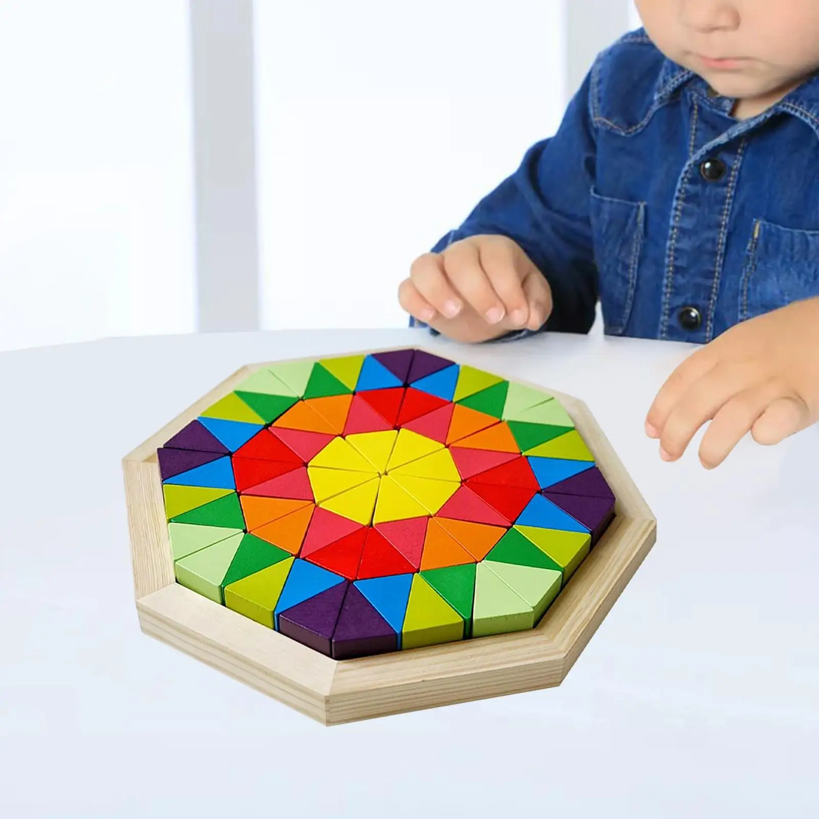 Wooden Blocks Puzzle Brain Teaser Puzzle for Nursery Coordination Colors