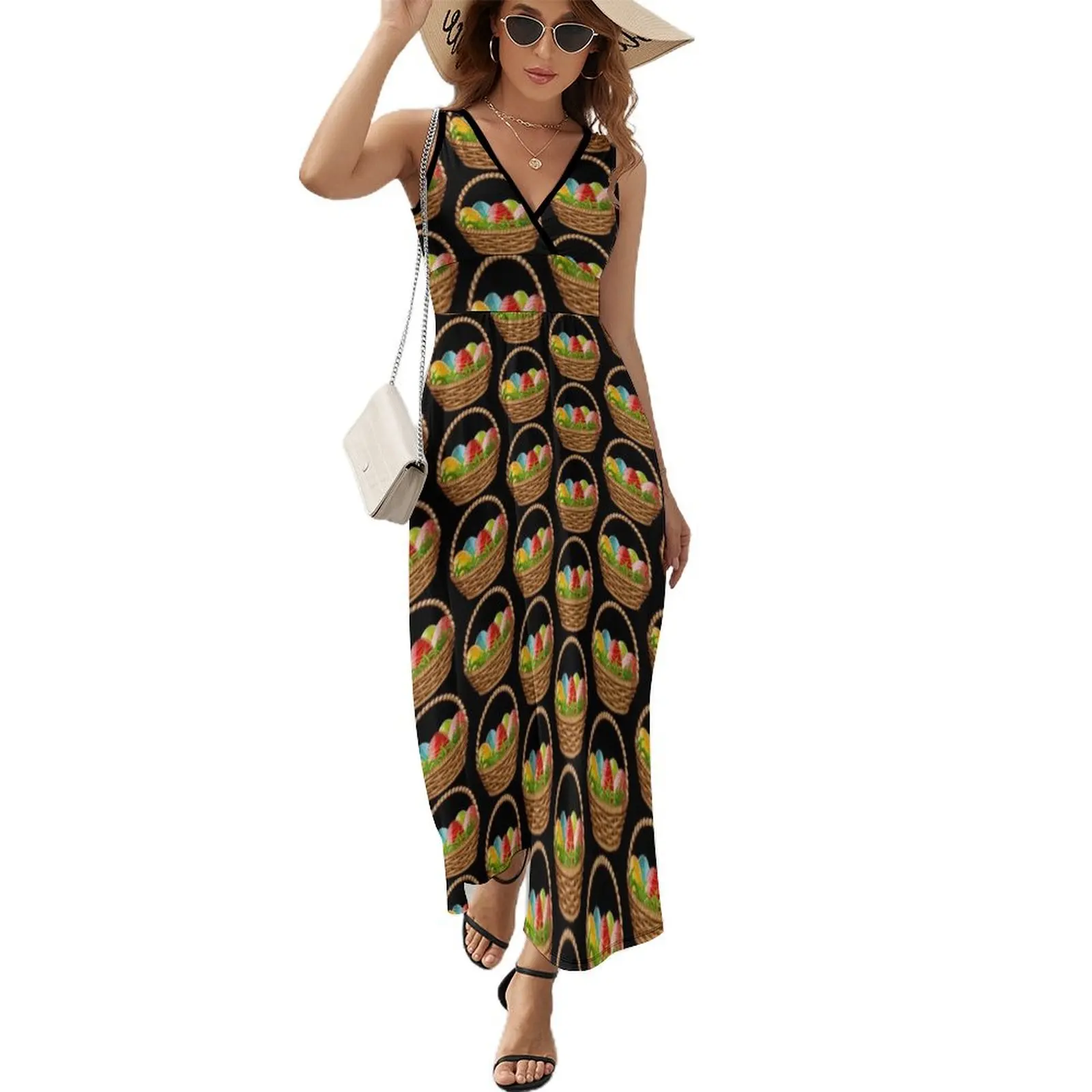 

A Basket of Easter Eggs Sleeveless Dress women evening dress Woman dresses long dresses for women