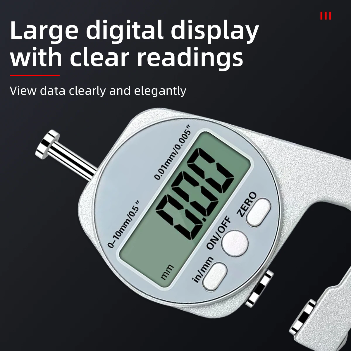 Digital Display Thickness Gauge Zinc Alloy Electronic LCD Micrometer Metric Imperial Wall Thickness Measurement Tools 0-10/20mm