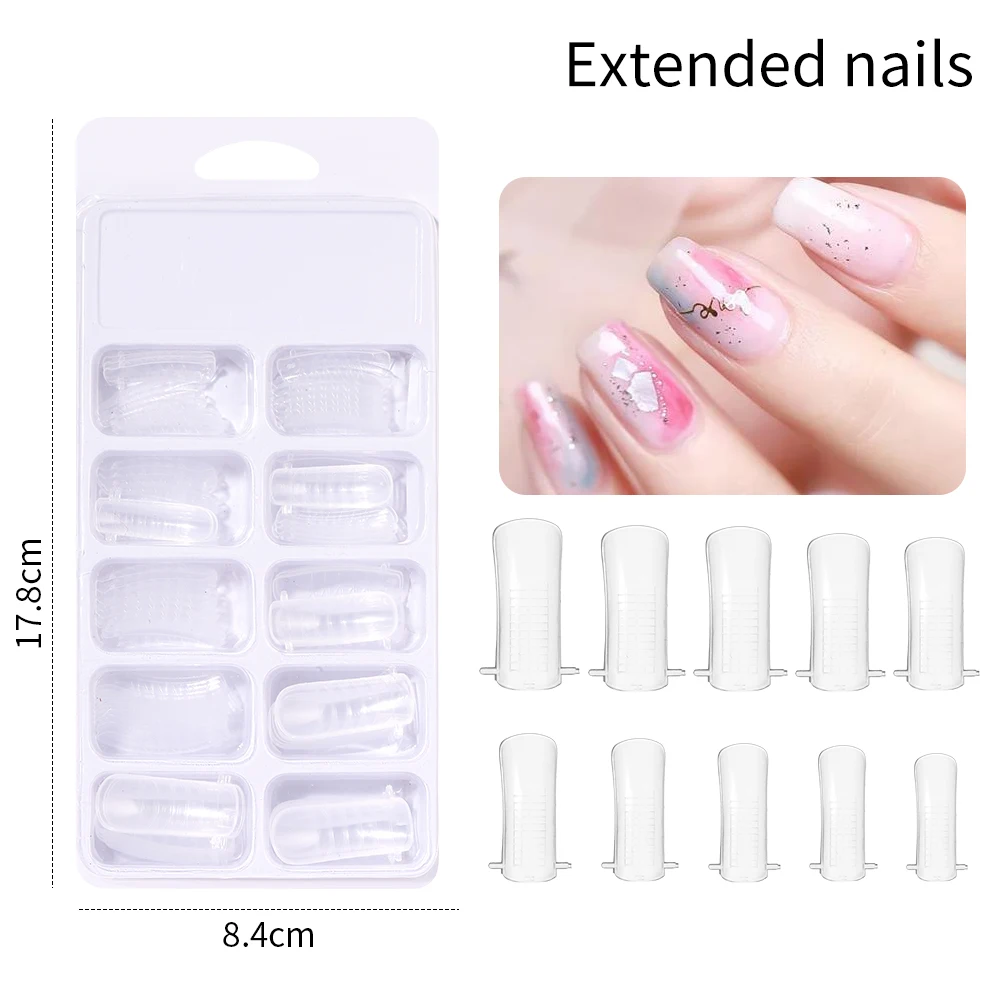 CNHIDS 15ml Poly Nail Gel Full Set For Quick Extention Nail Portable Dryer Tools Gel Cuticle Pusher Finger Extend Mold Nail Kit