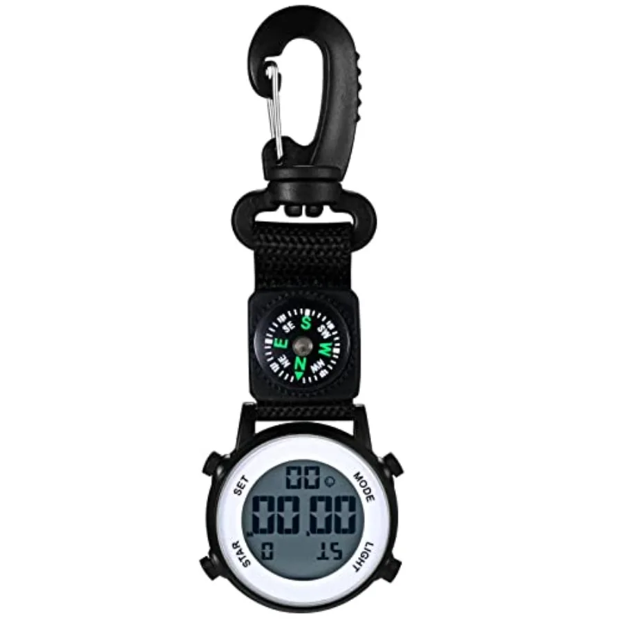 

Clip on Digital Watch Backpack Fob Watch for Men and Women Nylon Band Key Ring Watch for Nurses Doctors Chefs Climbers Home Off