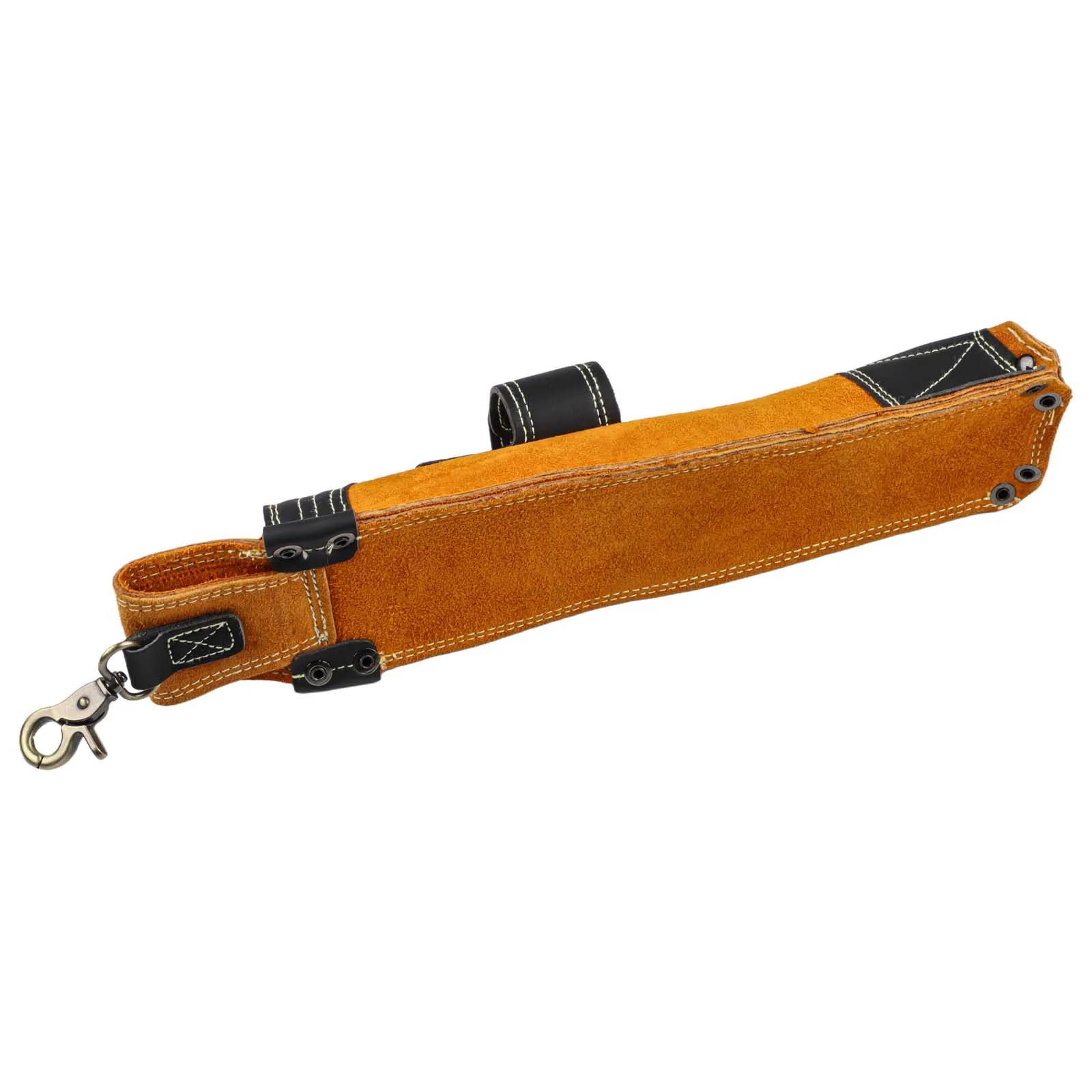 Flame Resistant Welding Rod Bag with Cowhide Leather Construction and Multiple Rivet Reinforcements for Durability
