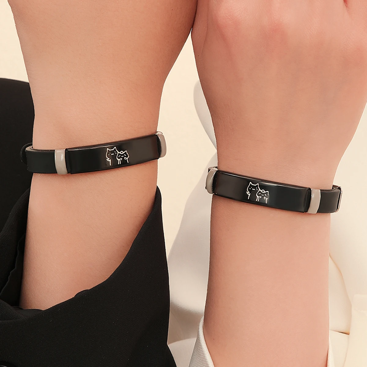 قطعتان/مجموعة من أساور المعصم المزدوجة المضيئة اللطيفة والمتوهجة كهدية للمهرجان #2