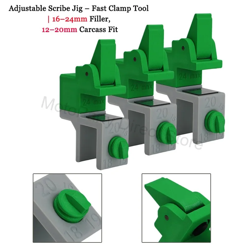 Gabarit de traçage réglable 3 pièces – Outil de serrage rapide |   Remplisseur 16-24 mm, ajustement de carcasse 12-20 mm
