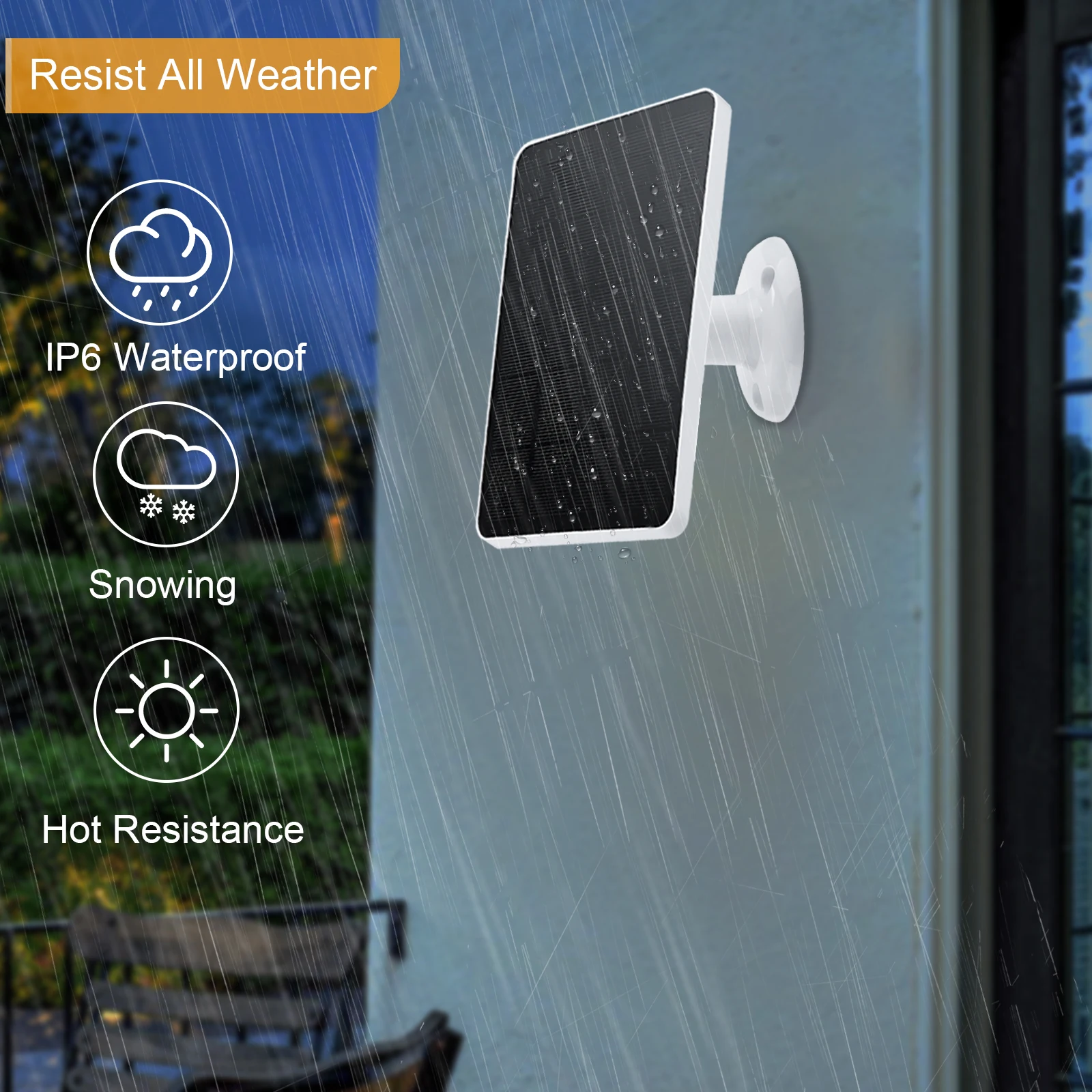 Solar Panel IP6 Waterproof 360°with 10W 5V Charging Solar Panels with Type-C Port Fit for Doorbell Monitoring Camera