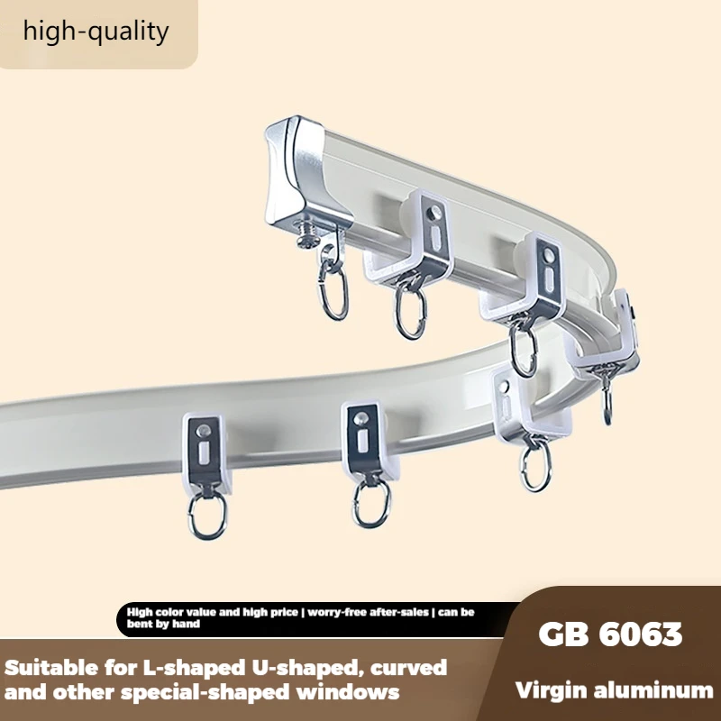 

Light Luxury U-shaped L-shaped Curtain Rail Aluminum Alloy Hand Bendable Curtain Curved Rail Balcony Bay Window Rail