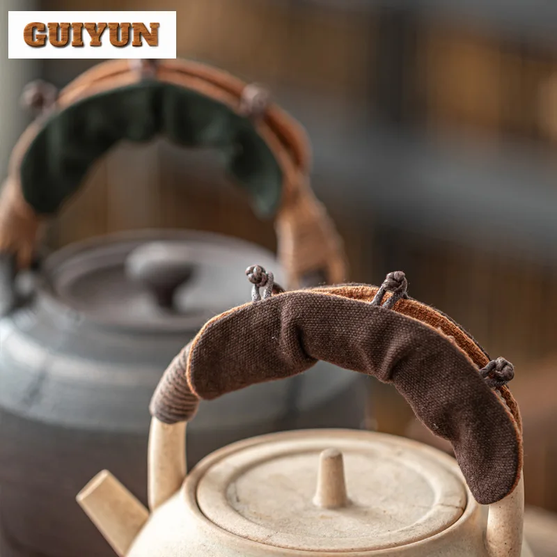 Pot Handle Anti-scalding Cloth Cover High-handled Pot Insulation Cloth Pad Retro Cotton Linen Cloth Bundle Teaware Accessories
