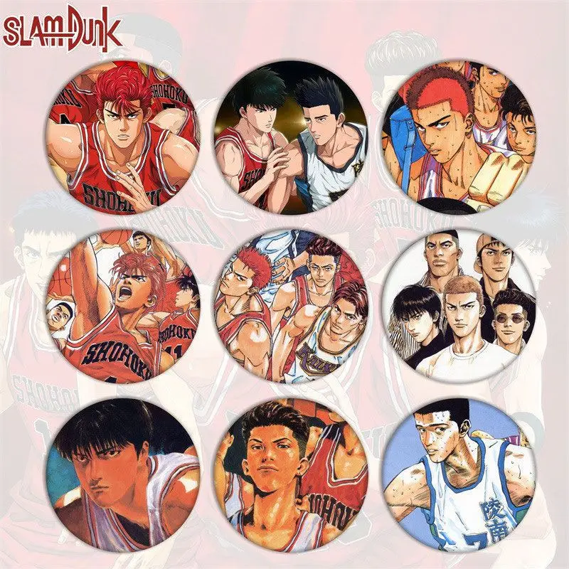 Slam Dunk Sakuragi Hanamichi Rukawa Kaede Animation Peripheral Creative Badge Badge Avatar Tinplate Decoration Gift Wholesale