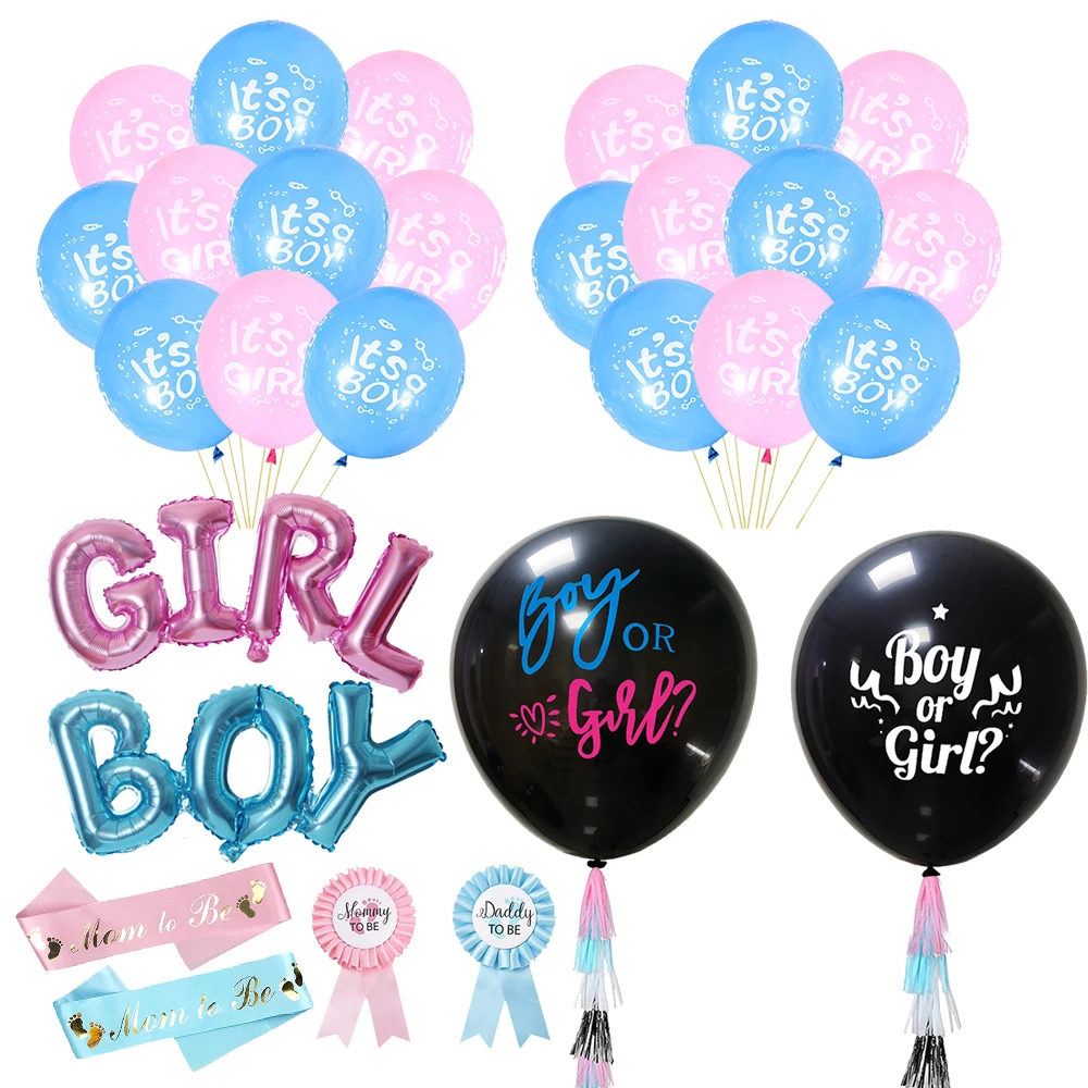 10/12/36Inch Gender Reveal Balloons Boy or Girl Pink Blue Baby Shower Decorations Baptism Christening Baby Gender Revelation