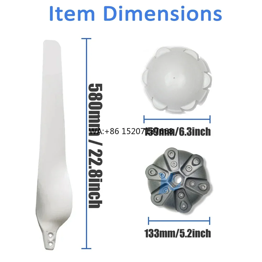 Nylon Wind Blade for Wind Power Turbine Generator 580mm Wind Fan Horizontal Windmill High Quality DIY Blades With Hub and Hood