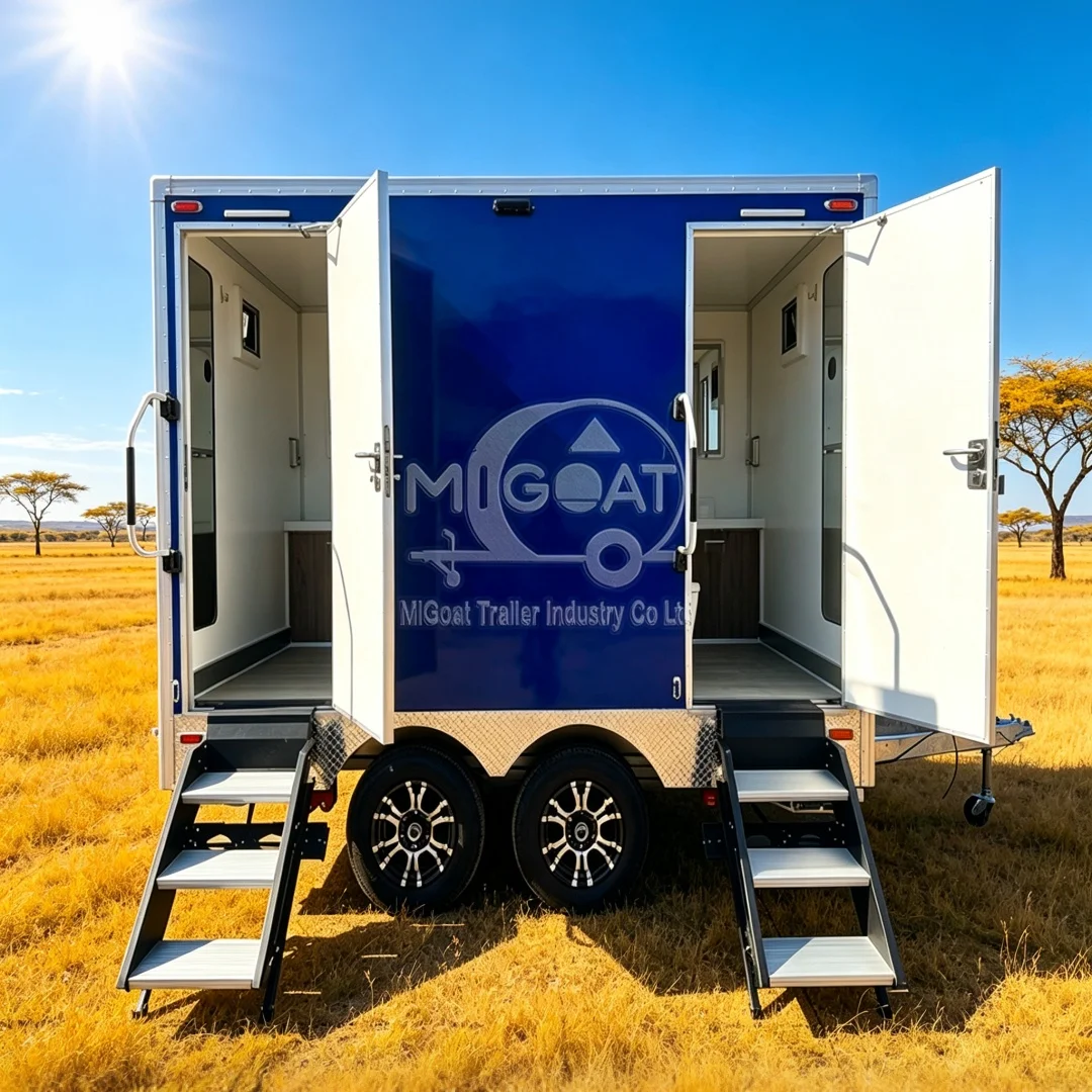Luxury Portable Restroom Trailer Double Room Mobile Toilet Trailer With Urinal Sink For Events Construction Site Outdoor Wedding