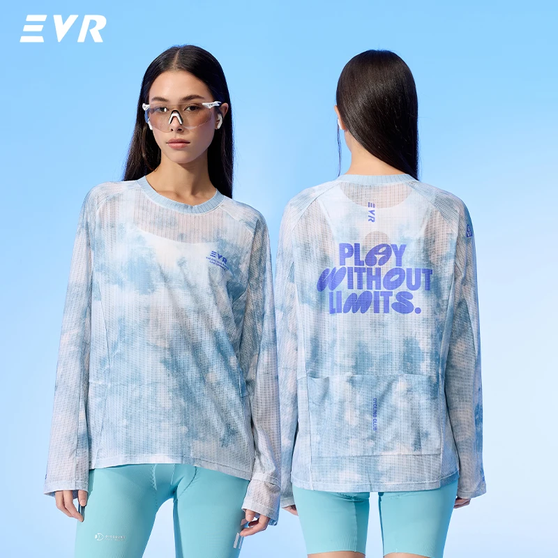 EVR Unisex Lange Mouw Fiets Shirt Snel Droogend Ademend Losse Pasvorm Fiets Jersey Casual Racefiets MTB Rijtop voor Heren Dames