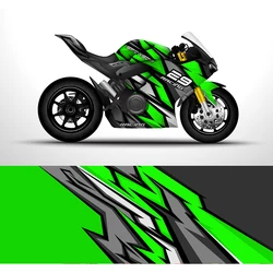 Green Gray Stripes Full Body Racing Graphic Decals Vinyl Wrap Motorcycle Full Wrap Stickers Decorative Decal 200*58cm