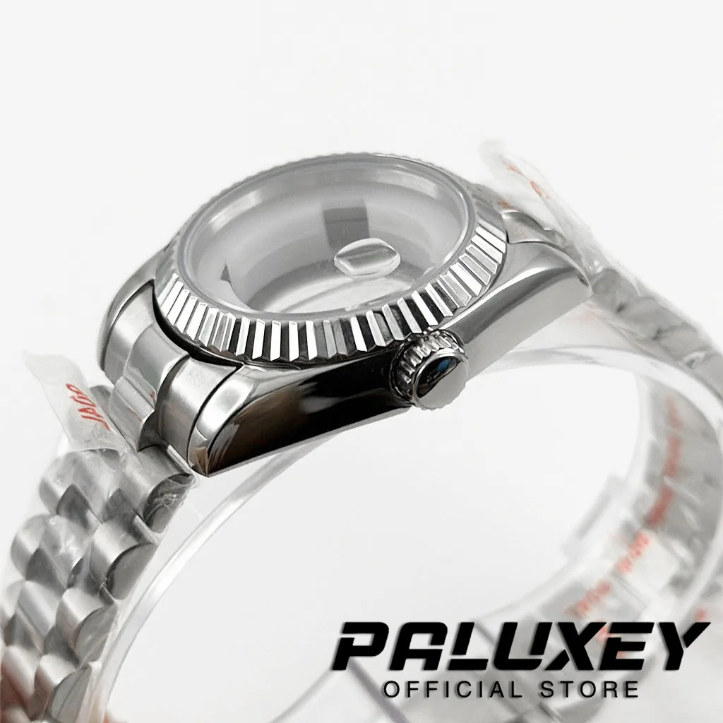 NH05 31MM Fluted Curved Sapphire Glass Presidential Bracelet Waterproof Watch Case for Ladies Women Fit NH05 NH06 Movement