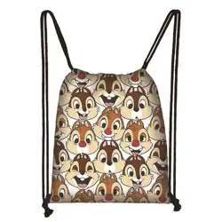 Disney Chip n Dale Drawstring Bag Daily Casual Bag Boys Girls Knapsack Drawstring Bags Storage Bag Shopping Beach Bags