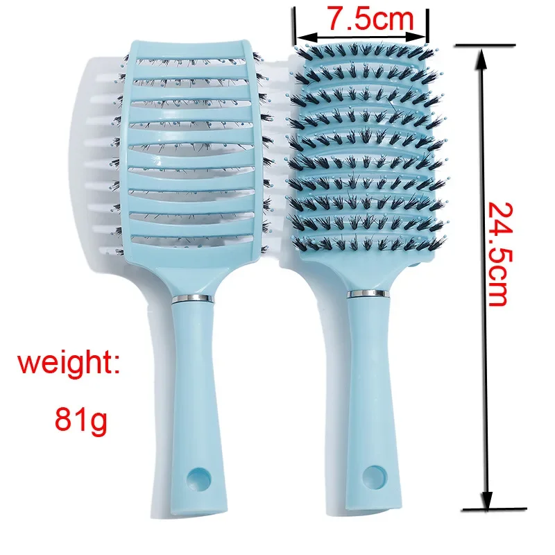 Scalp Massage Hair Brush Bristle Nylon Women Wet Curly Detangle Hair Brush for Salon Professional Hairdressing Comb Styling Tool