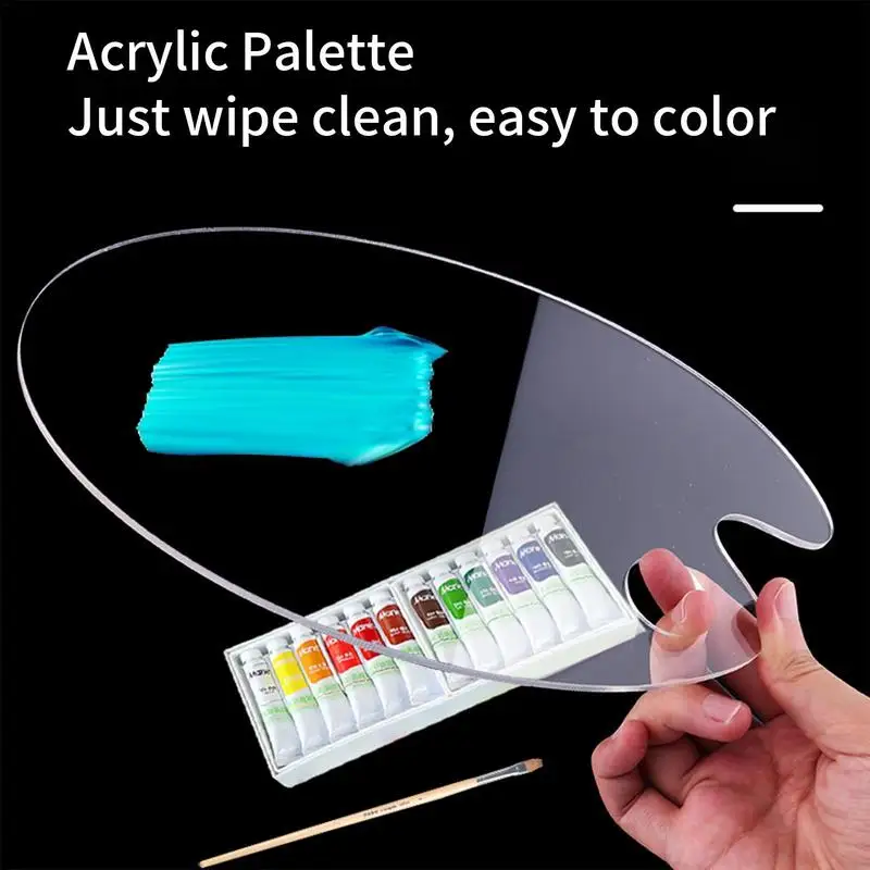 

Clear Acrylic Paint Palette Transparent Oval Artist Palette DIY Art Craft Mixing Trays Non-Stick Oil Painting Pallet For DIY Art