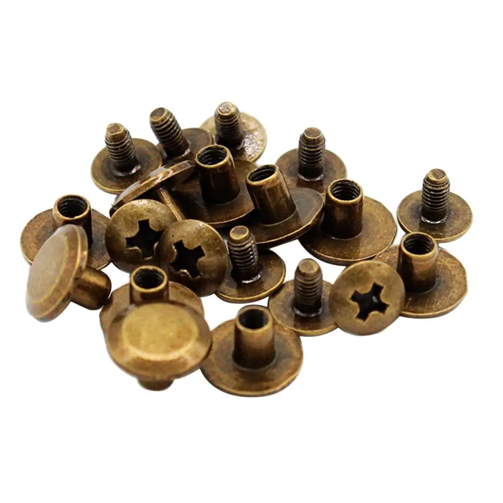 10 Pieces Binding Screw Rivets Studs Bracelets Belt Bronze 10x5mm