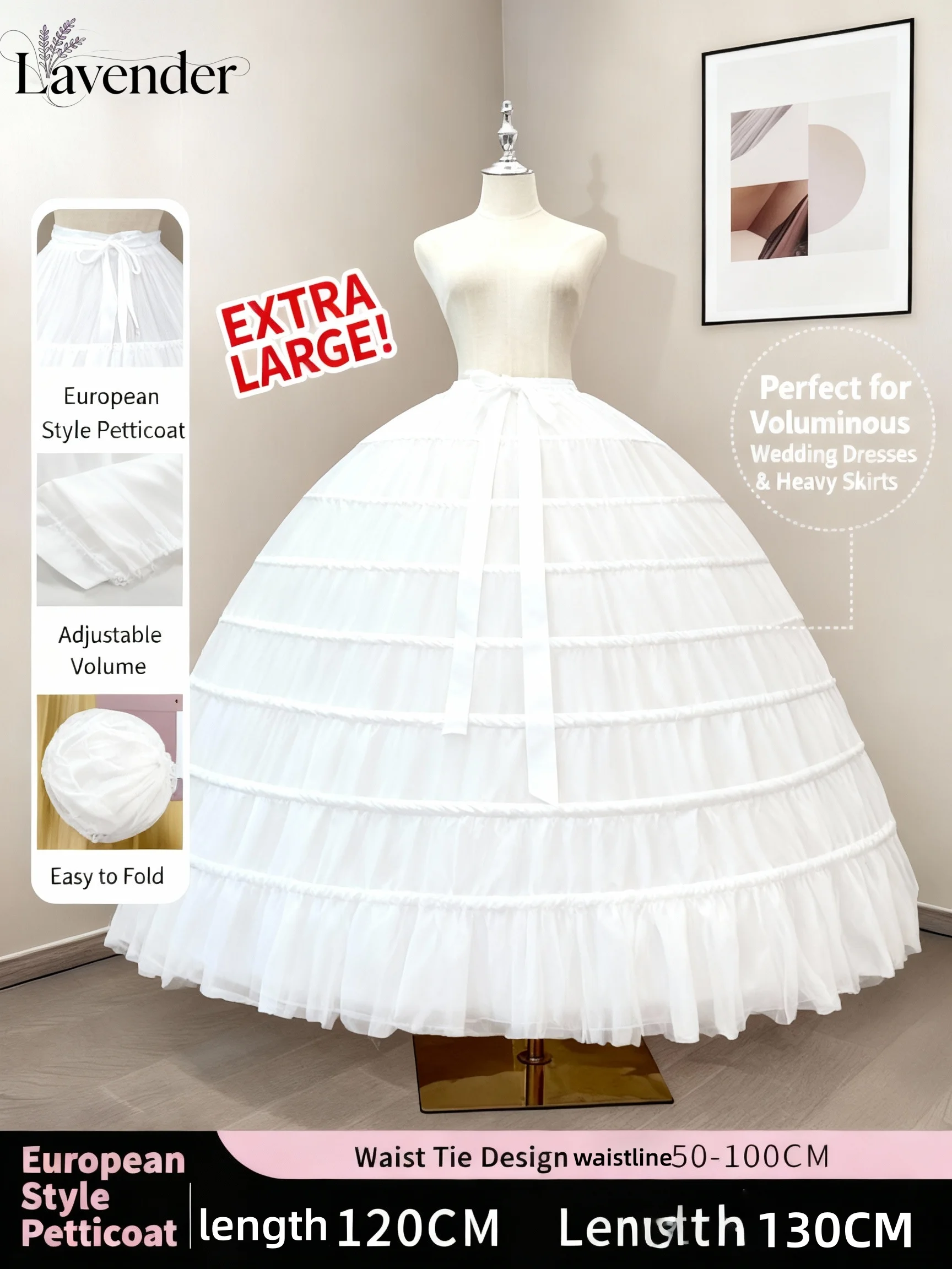 

Super Ponte Bridal Dress Skirt Support 8 Steel Rings Adjustable Fishbone Support Heavy duty Skirt Flower Wedding Support