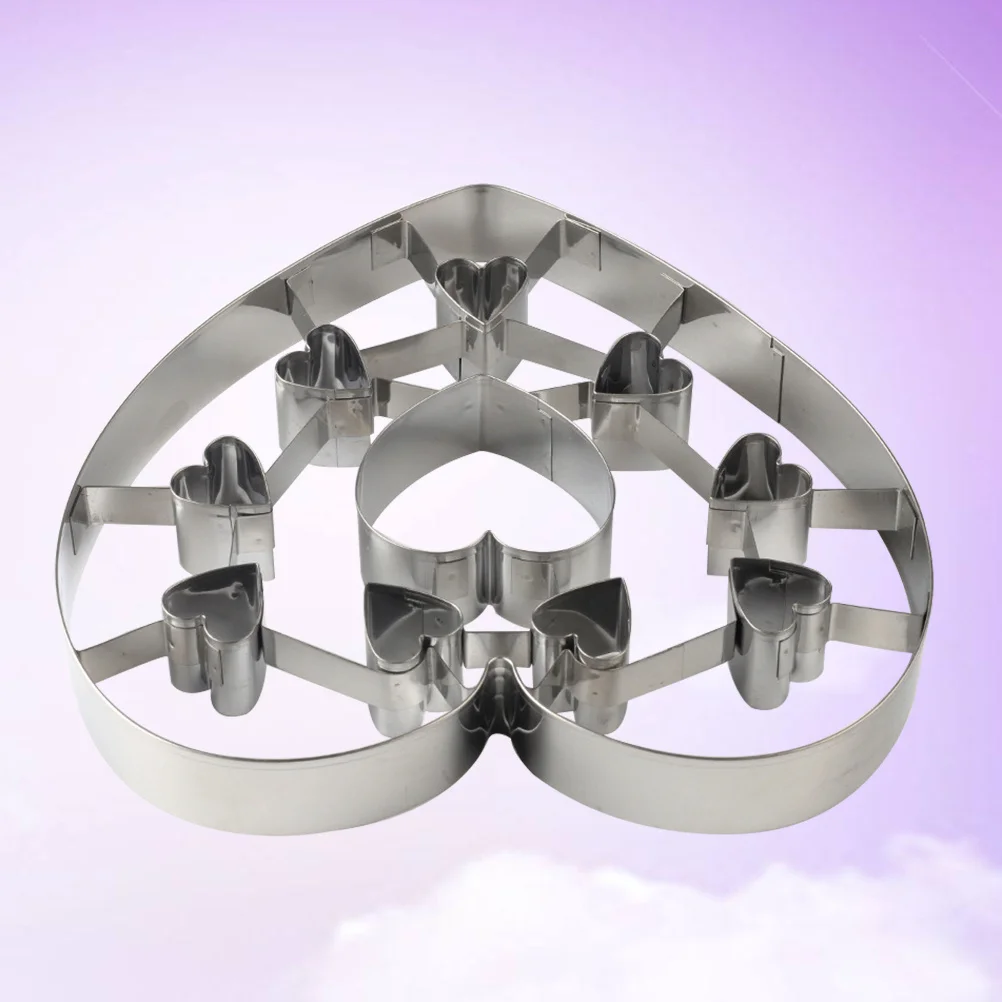 

Stainless Steel Heart Shaped Baking Mold Set Easy Release Cookie Cutter for Chocolate Cake Mousse Pudding Fondant Bread