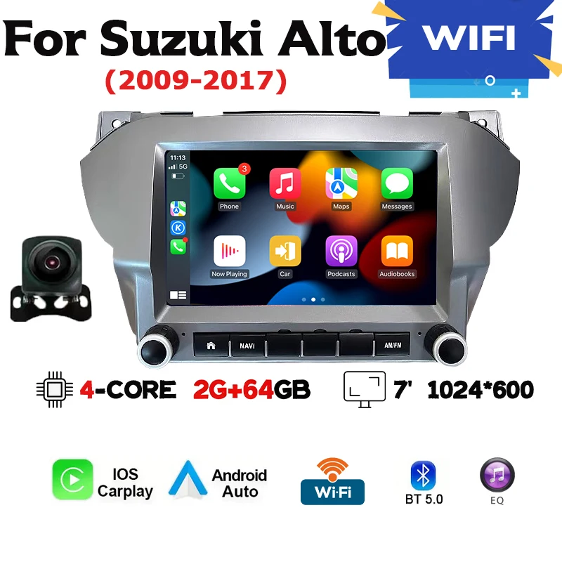 Voor Suzuki Alto 2009-2016 Android 13 Autoradio Multimedia Speler GPS Navigatie Draadloze Carplay en WIFI Bluetooth oproep