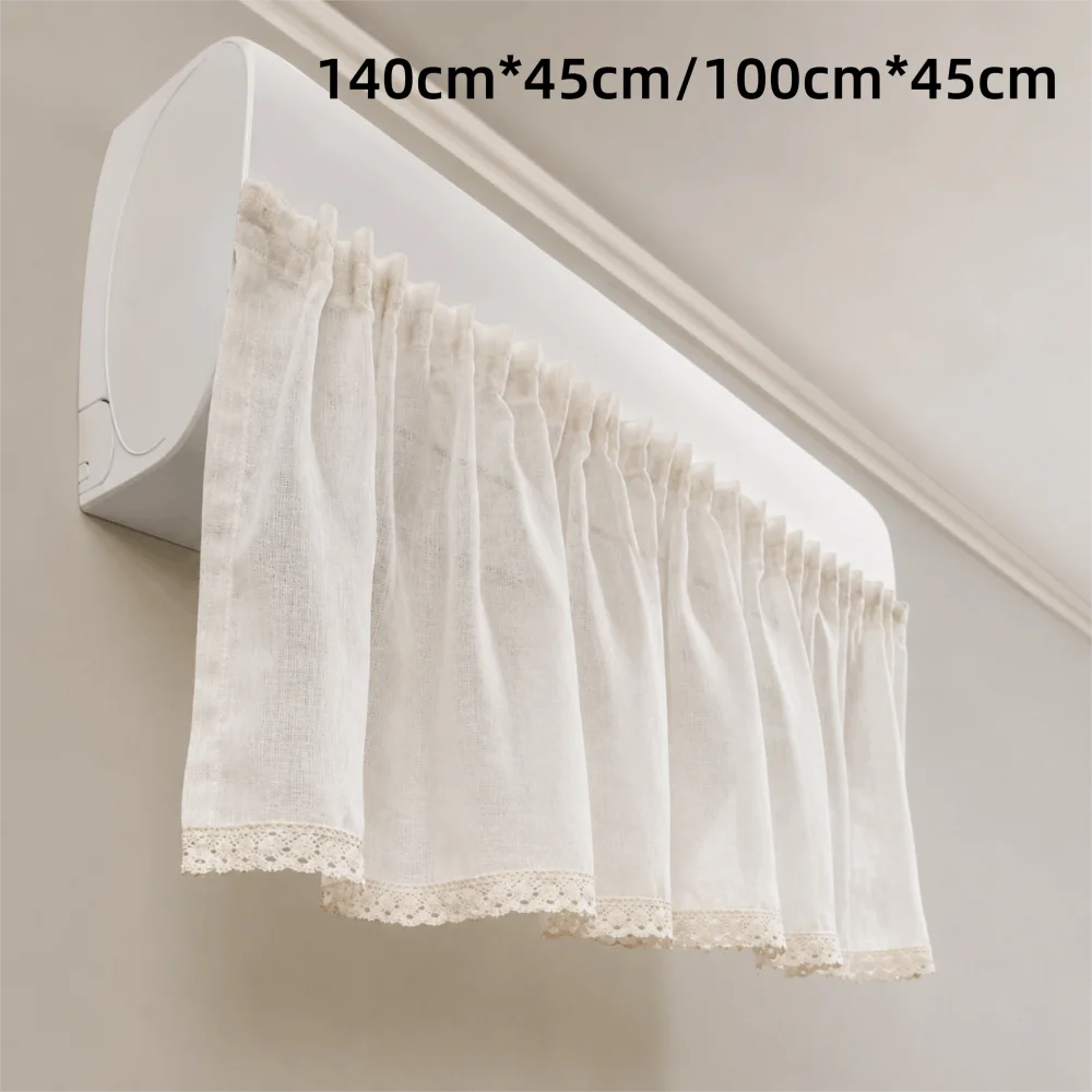 Linen Cotton Wind Shield Curtain Anti-direct Wind Hanging Design Anti Draft Cover Breathable Washable AC Curtain Home Bedroom