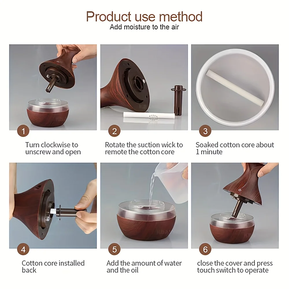 Ultrasonic Cool Mist Humidifier 10.14oz, Aromatherapy Diffuser with 7 LED Lights, Touch Control, USB Powered, Pre-Filter, Plasti