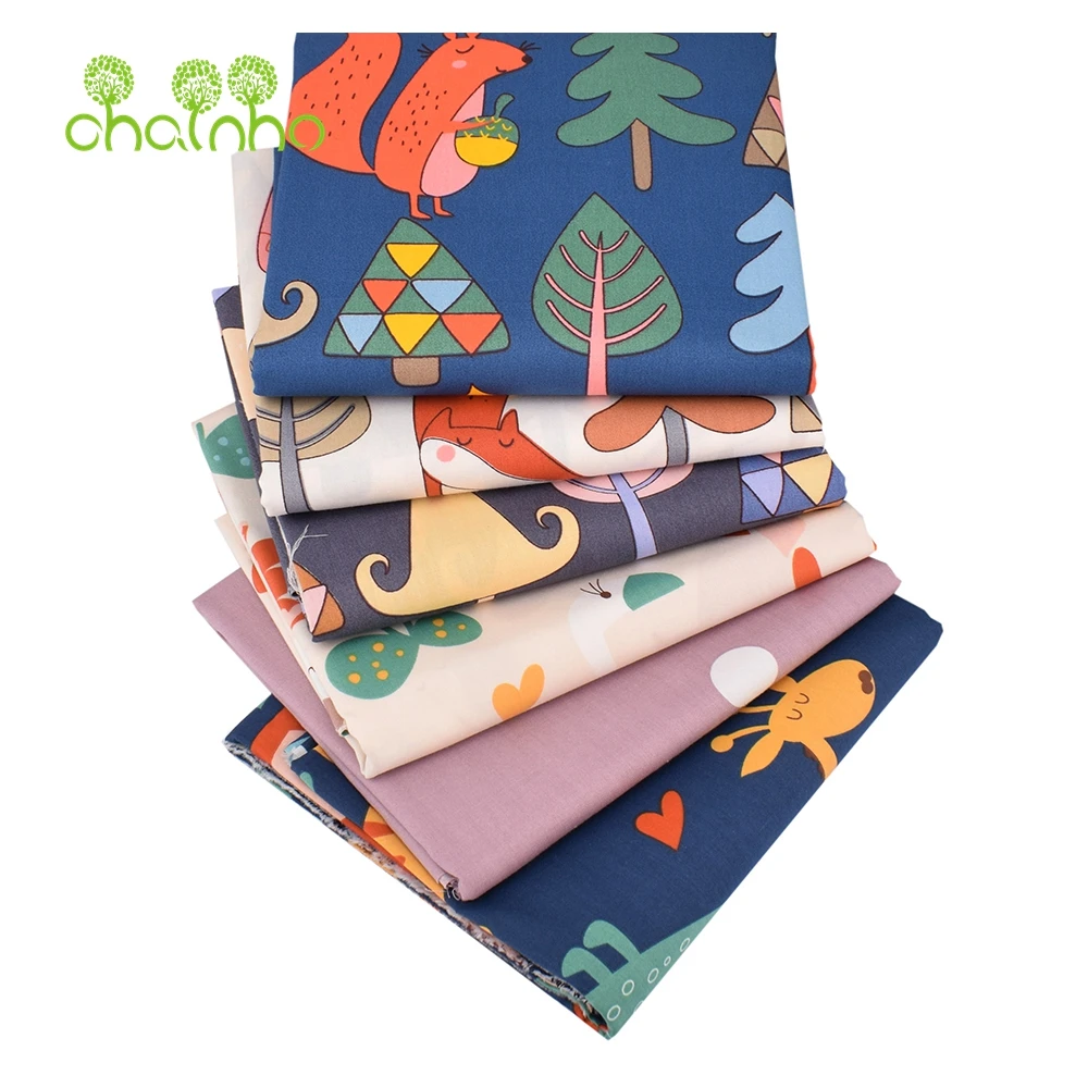 Chainho,Printed Twill Weave Cotton Fabric,,Patchwork Cloth,DIY Sewing Quilting Material,Cartoon Series,3 Specification,CC300