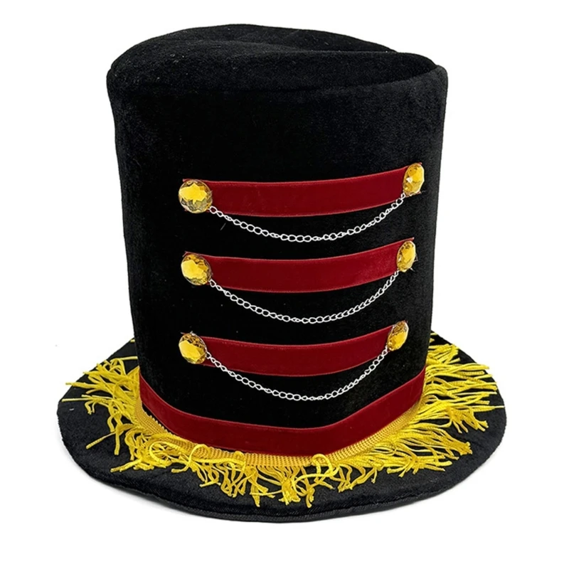 2026 New Christmas Party Velutinous Silk Hat Gold Selectors Silver Chain Deck Unisex Holiday Addition