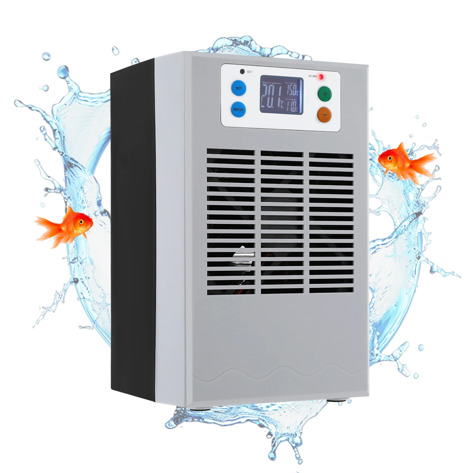 

100W Fish Tank Cooling Heating Machine, Aquarium 30L Fish Tank Water Heater Air Conditioner LED Screen 10-40°C Control