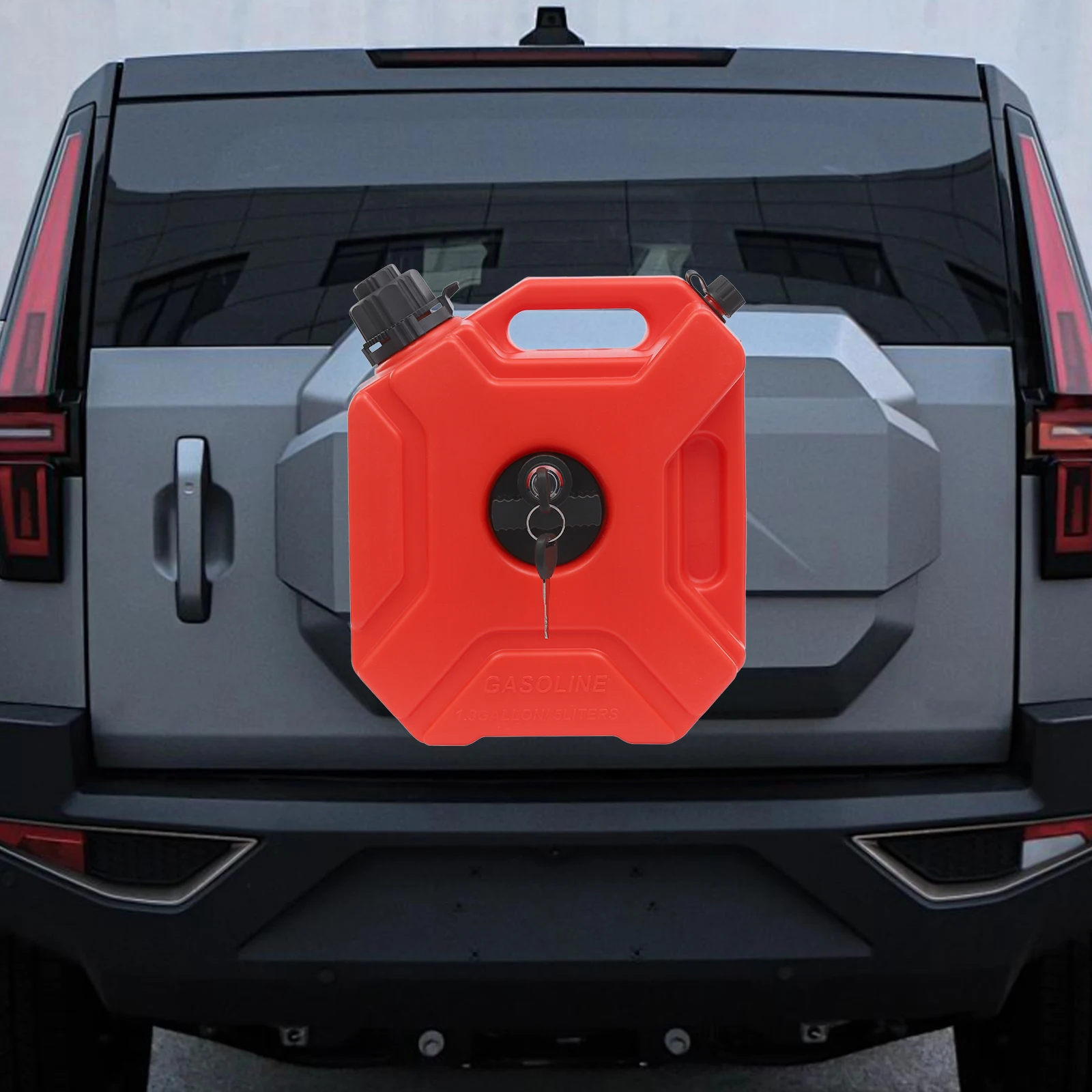 

Transfer Tank Fits 5L/1.3 Gallon Storage Container With Spout and Lockable Bracket,11.81” x 9.84” x 4.72”