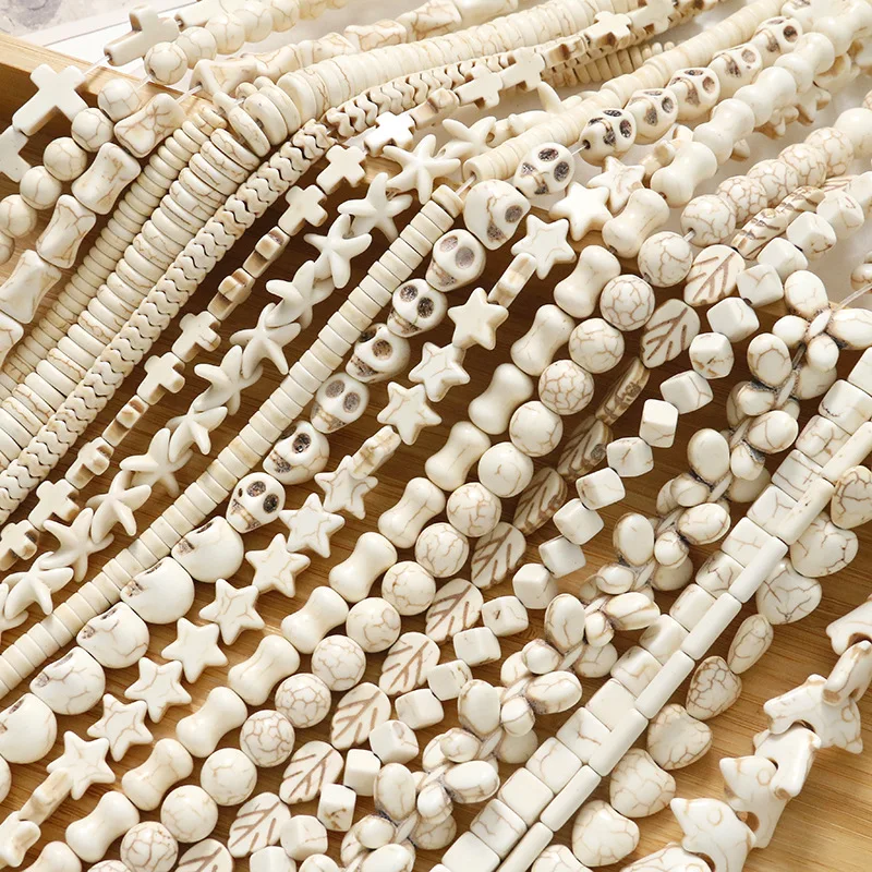 Unique 3D Skull Starfish Spacer Beads White Turquoise Loose Beads DIY Handmade Bracelet Charm Accessories Wholesale
