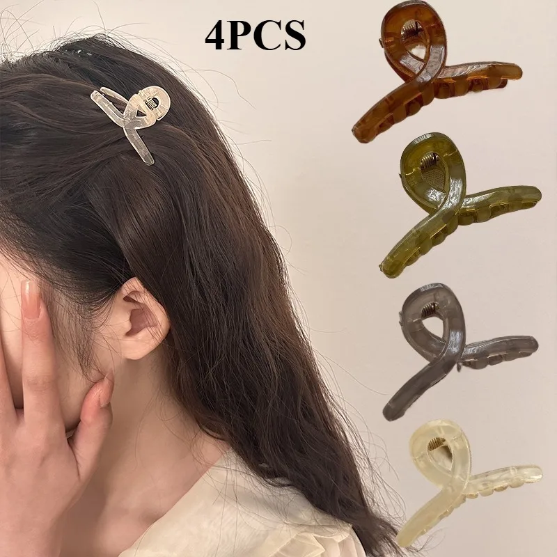 

4PCS Set Mini Hair Claw Clips for Women Acetate Solid Color Bobby Pin Cute Daily Wearing Little Catch Clip Fashion Accessory