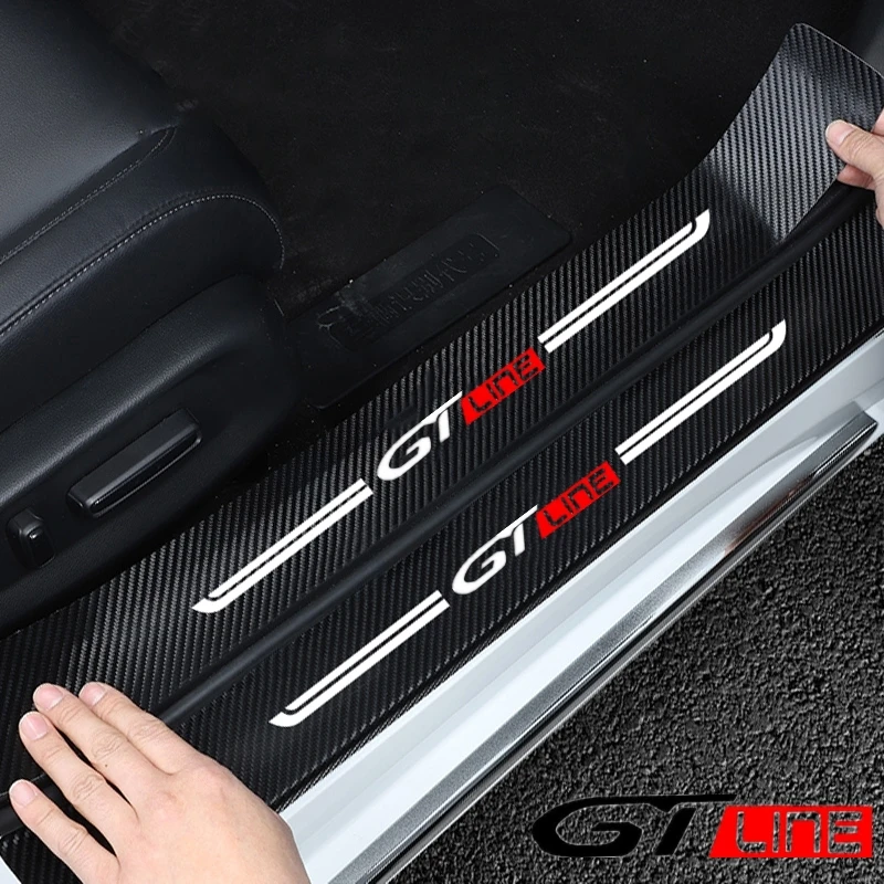 Car Decals Door Threshold Anti Scratch Tape stickers For Peugeot KIA GTLine GT GTi 301 2008 307 107 207 3008 308 208 206 Stinger