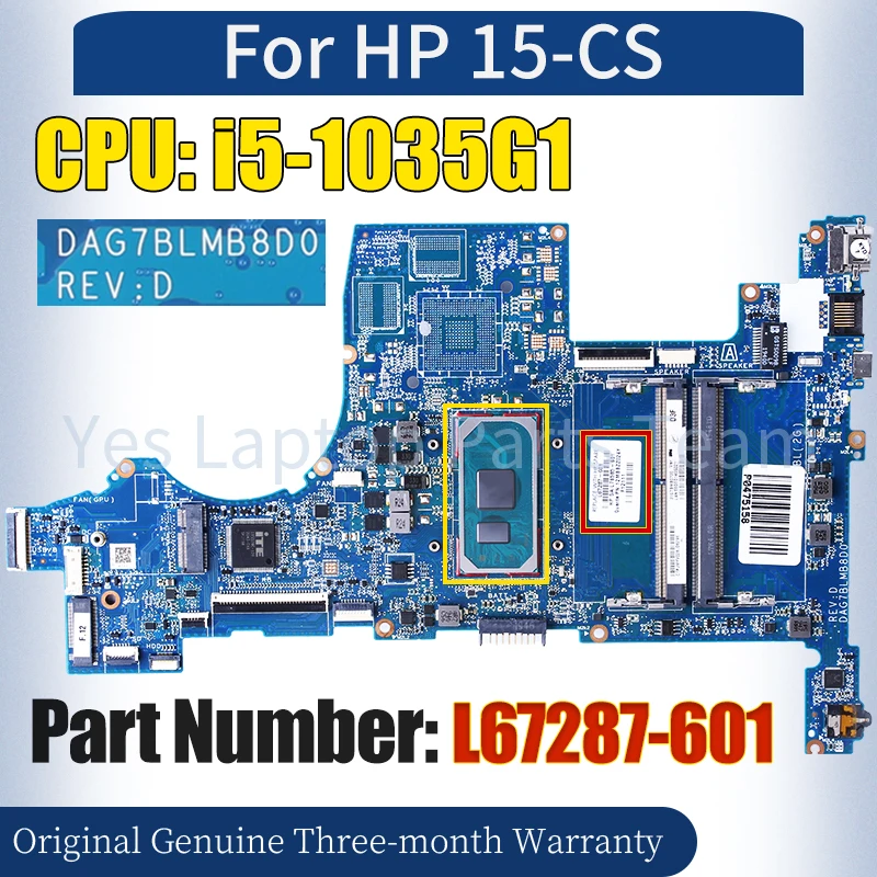 

DAG7BLMB8D0 For HP 15-CS Laptop Mainboard L67287-601 SRGKG i5-1035G1 100％ Tested Notebook Motherboard