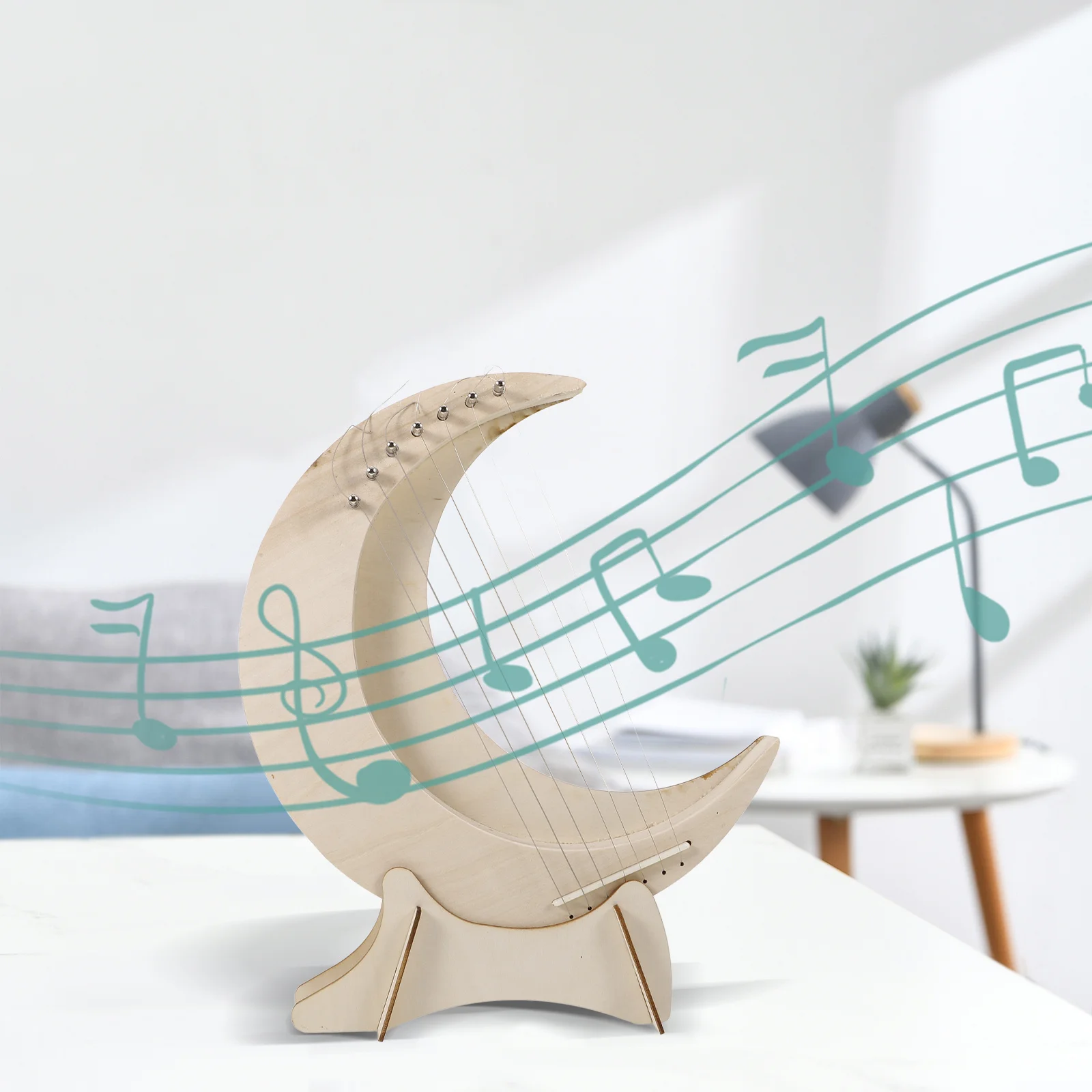 

1 set 1 Set 7-String Wooden Lyre Portable Small For Music Learning Delicate String Instrument Beginner Musical Instrument Metal