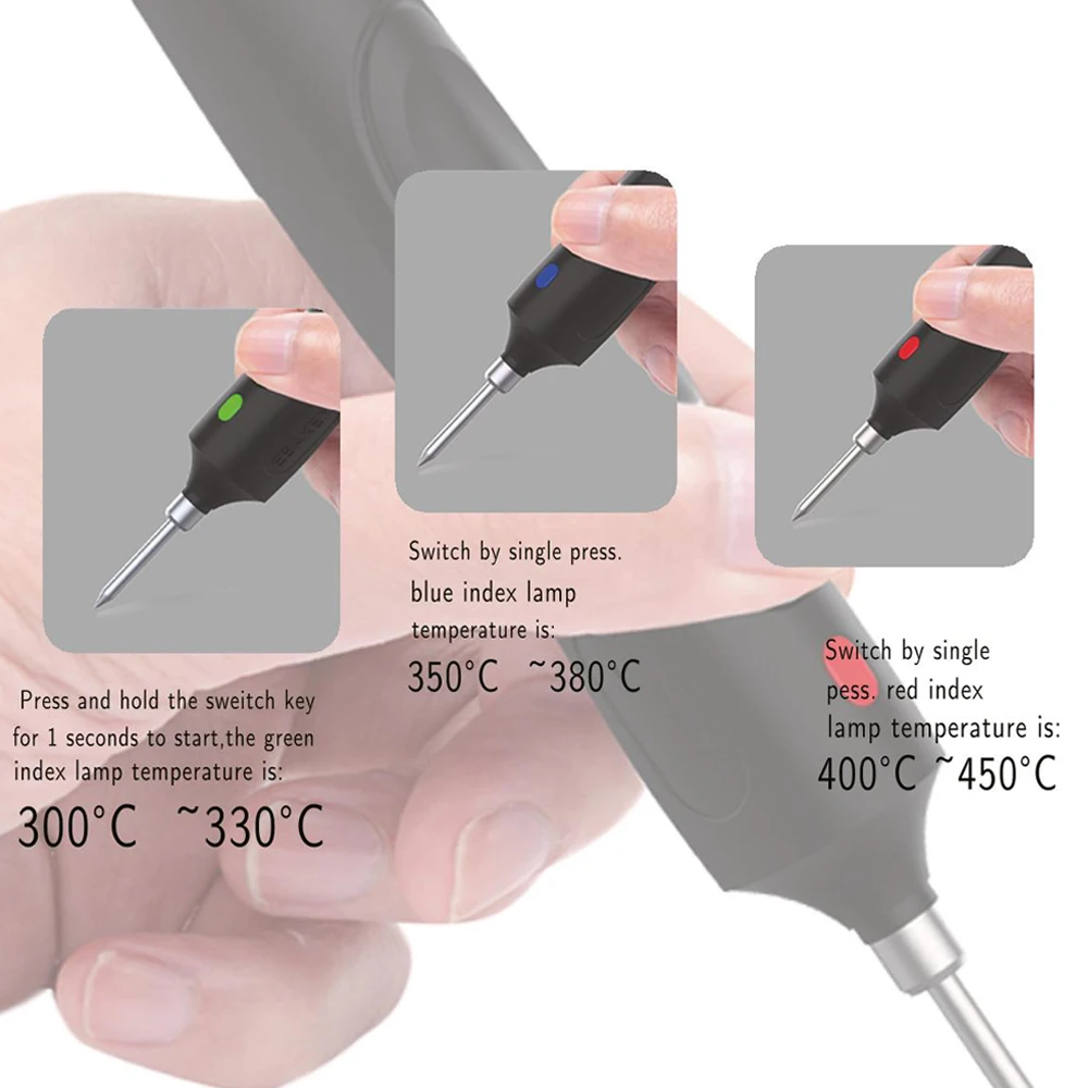 Ferro de solda recarregável sem fio, ferramenta de solda eletrônica, controle de temperatura de 3 velocidades, bateria removível, 8W