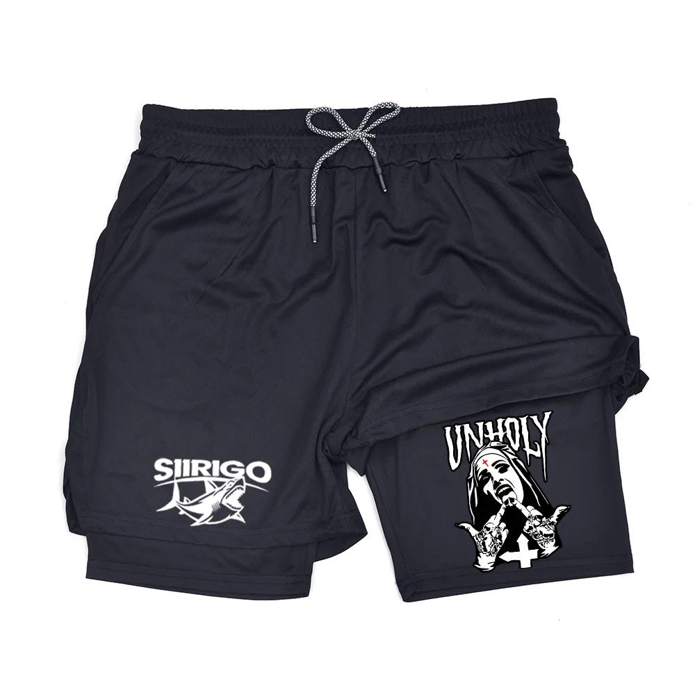 شورت جري 2 في 1 للرجال مع جيب للهاتف وحلقة منشفة | طباعة تجريب الصالة الرياضية سريعة الجفاف ZY004 #6