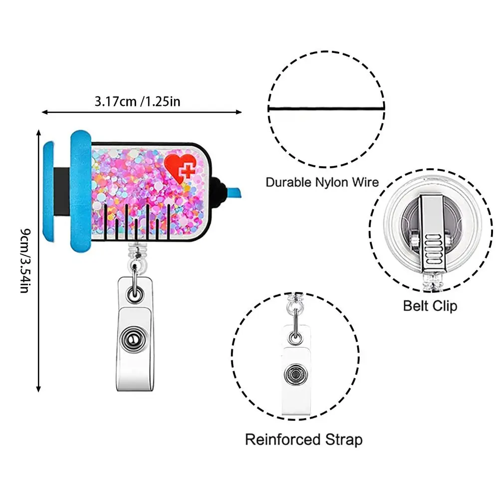 Блестящий выдвижной значок для медсестры, Акриловые зажимы для ID-карт, зажимы для карт с именем, рабочая зажим для карт, вращающийся на 360 градусов зажим-крокодил