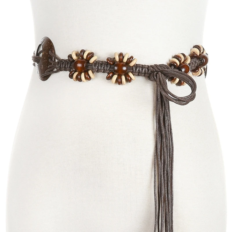 Color Optional Women Waist Belt Vintage Bohemian Adjust Braided Thin Belt