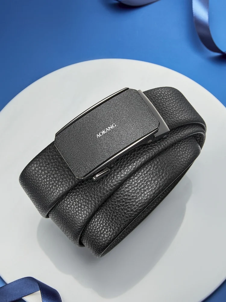 aokang-men's-belt-genuine-top-layer-cowhide-casual-leather-belt-automatic-buckle-trendy-youth-waist-belt-business-style