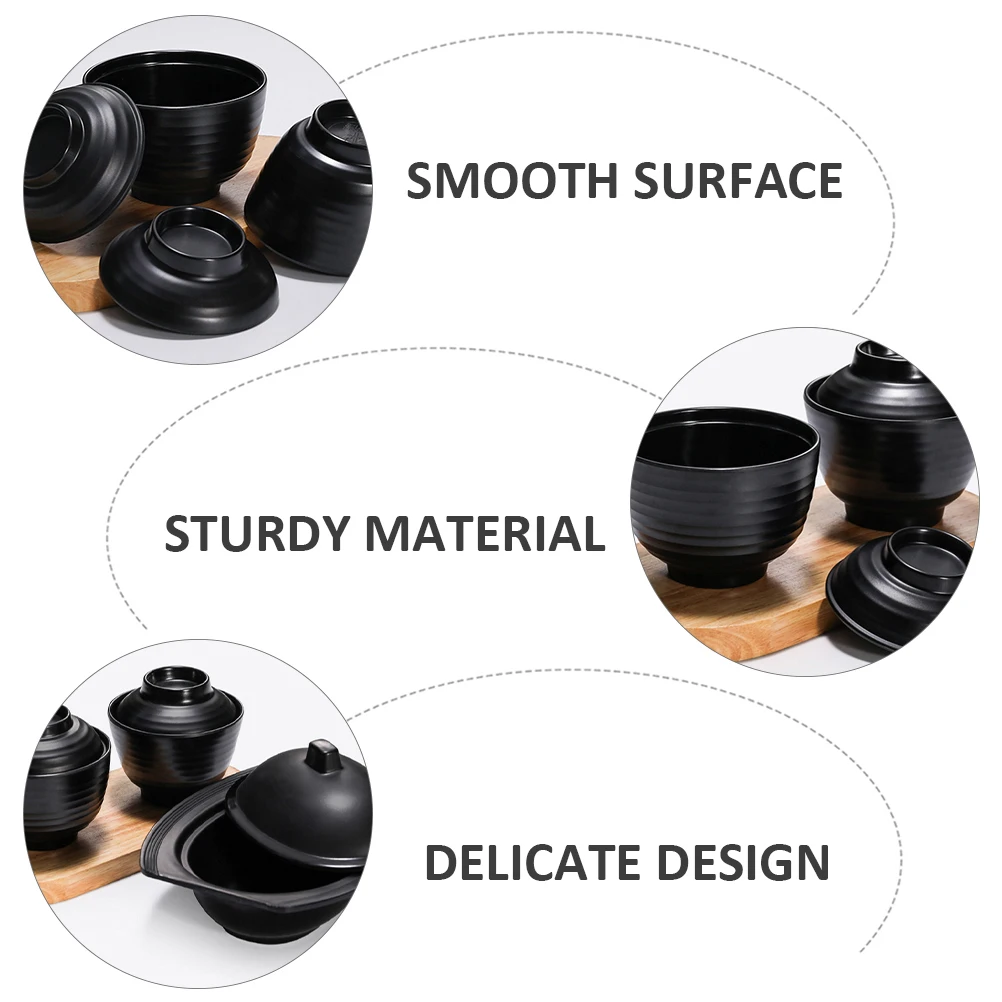 

Melamine Imitation Porcelain Soup With Cover Dustproof Insect Proof Heat Resistant Japanese Style Miso Ramen Bowl Small Bowl