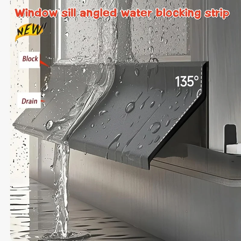 135 °   Tira de bloqueio de água do peitoril da janela angular, barra de retenção de água da janela deslizante, tira de chuva, placa impermeável, tira de vedação