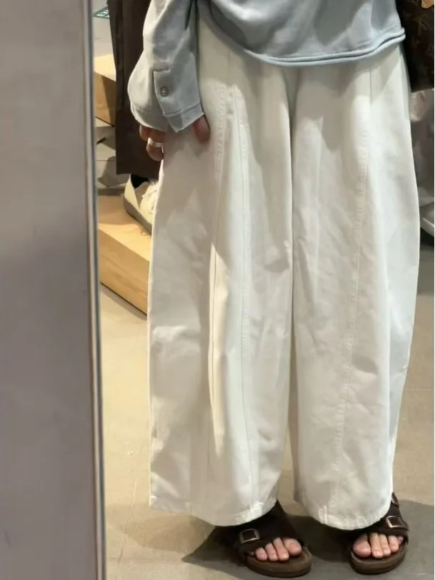 الرجعية عالية الخصر مستقيم الساق Utili بنطال ذو قصة أرجل واسعة المرأة الخريف الشتاء فضفاض تنوعا التخسيس عادية كسول Sle سكين P...