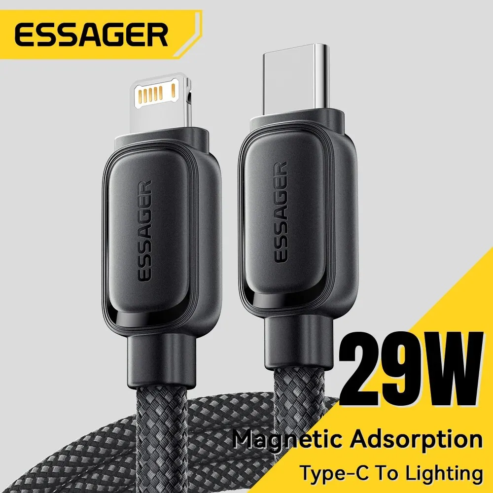 Essager PD29W USB C To Lighting Magnetic Fast Charger Tangle-Free Cable for IPhone 14 13 12 11 Pro Max