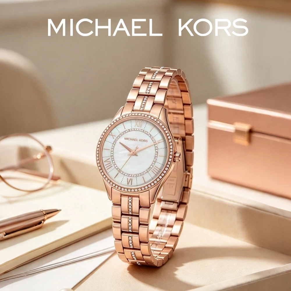 Michael Kors MK3716 Ladies Quartz Watch 33mm Rose Gold Case Mineral Glass Steel Bracelet 5ATM Waterproof Glam Dress Watch Gift